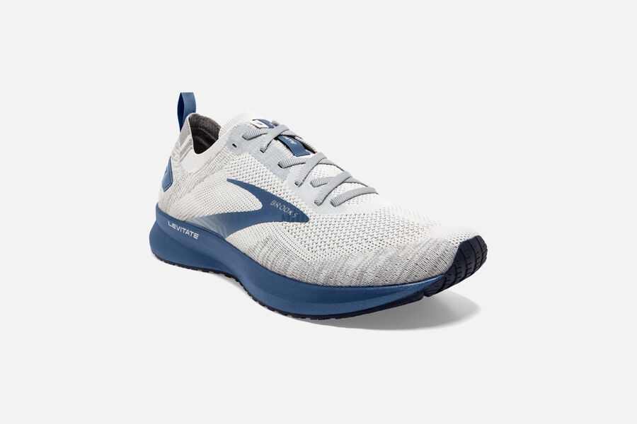 Levitate 4 Road Brooks Running Shoes NZ Mens - White/Blue - ZOFNSQ-561